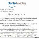 Hand written patient testimonial Hand written patient testimonial from Dental Holiday