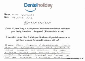 HandwrittenpatienttestimonialfromDentalHoliday