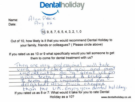 Hand written Dental Treatment Review